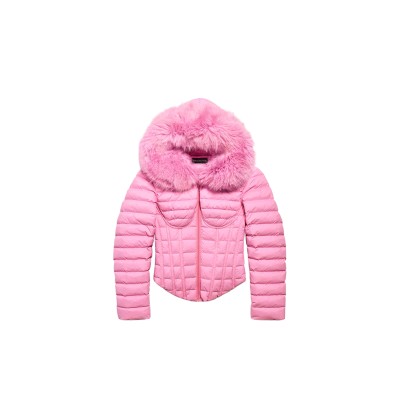BALENCIAGA HOODED CORSTD PUFFER JACKET PINK 848873